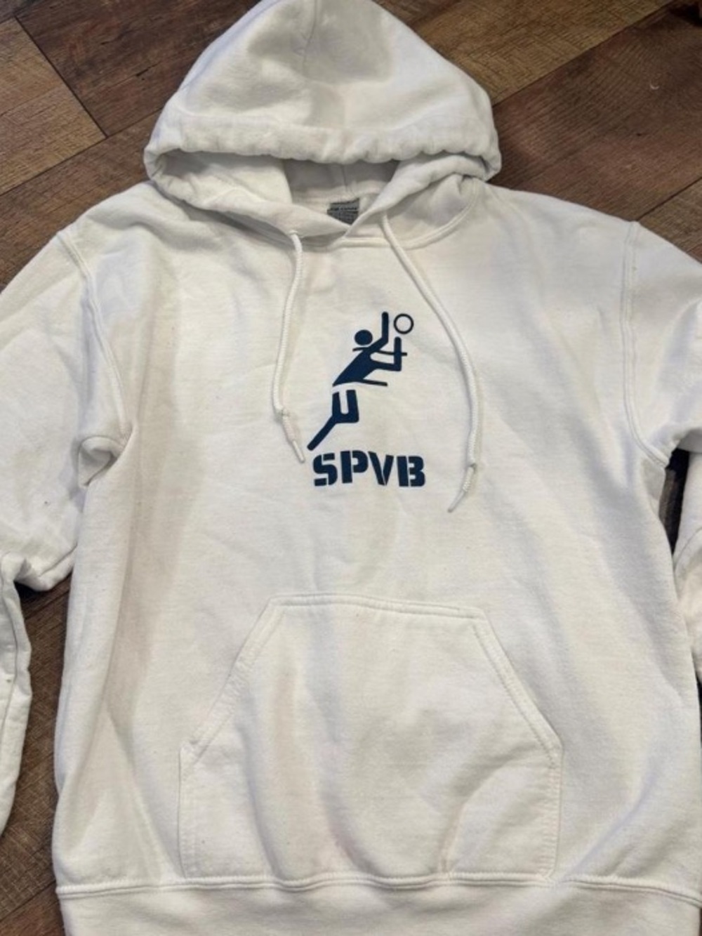 SPVB Sports Performance Volleyball Graphic White Hoodie Sweatshirt Size Small